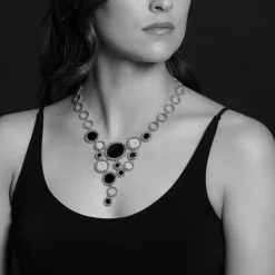 Onyx and Diamond Statement Bib Necklace
