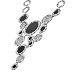 Onyx and Diamond Statement Bib Necklace
