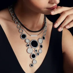 Onyx and Diamond Statement Bib Necklace