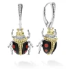 Onyx Beetle Diamond Drop Earrings
