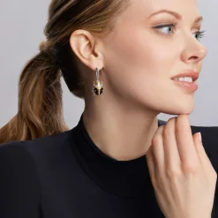 Onyx Beetle Diamond Drop Earrings