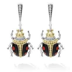 Onyx Beetle Diamond Drop Earrings
