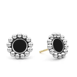 Onyx Circle Stud Earrings