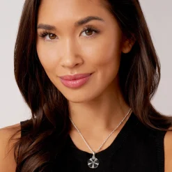 Onyx Flower Pendant Necklace