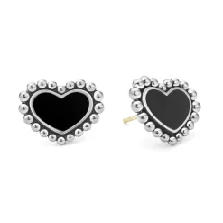 Onyx Heart Stud Earrings