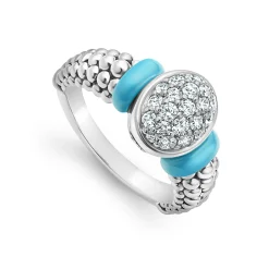 Oval Ceramic Caviar Diamond Ring