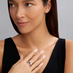 Oval Ceramic Caviar Diamond Ring