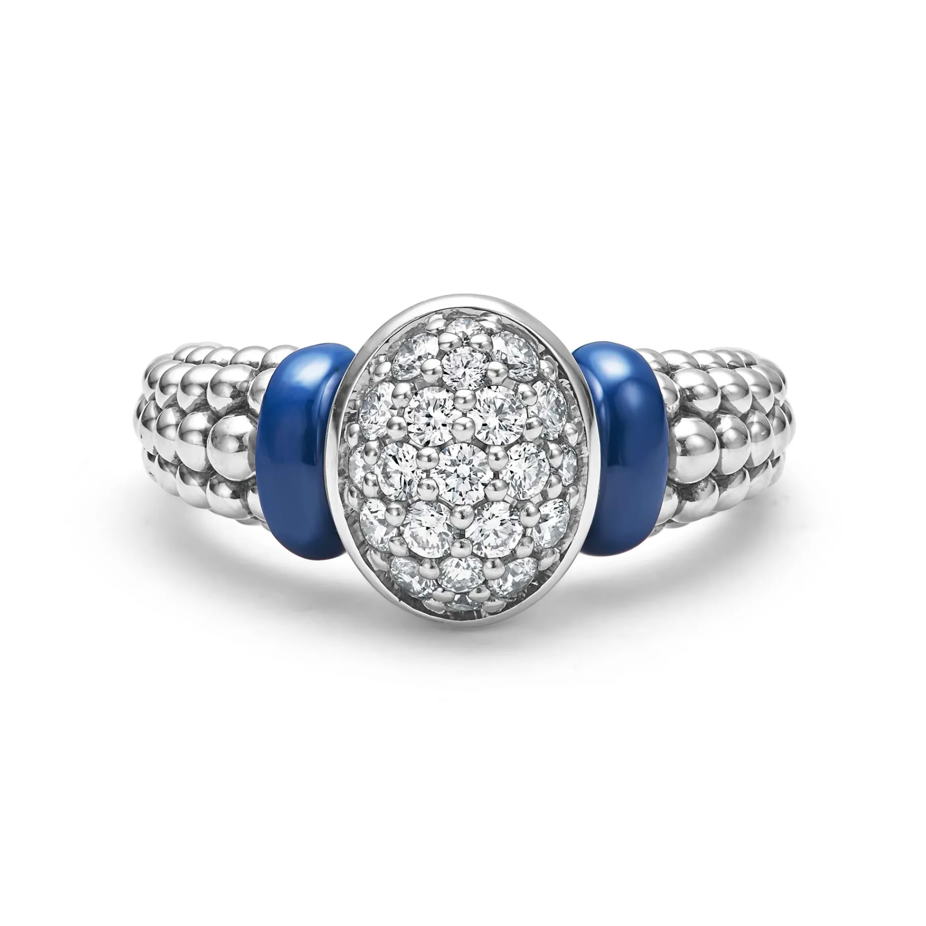 Oval Ceramic Caviar Diamond Ring