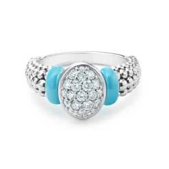 Oval Ceramic Caviar Diamond Ring