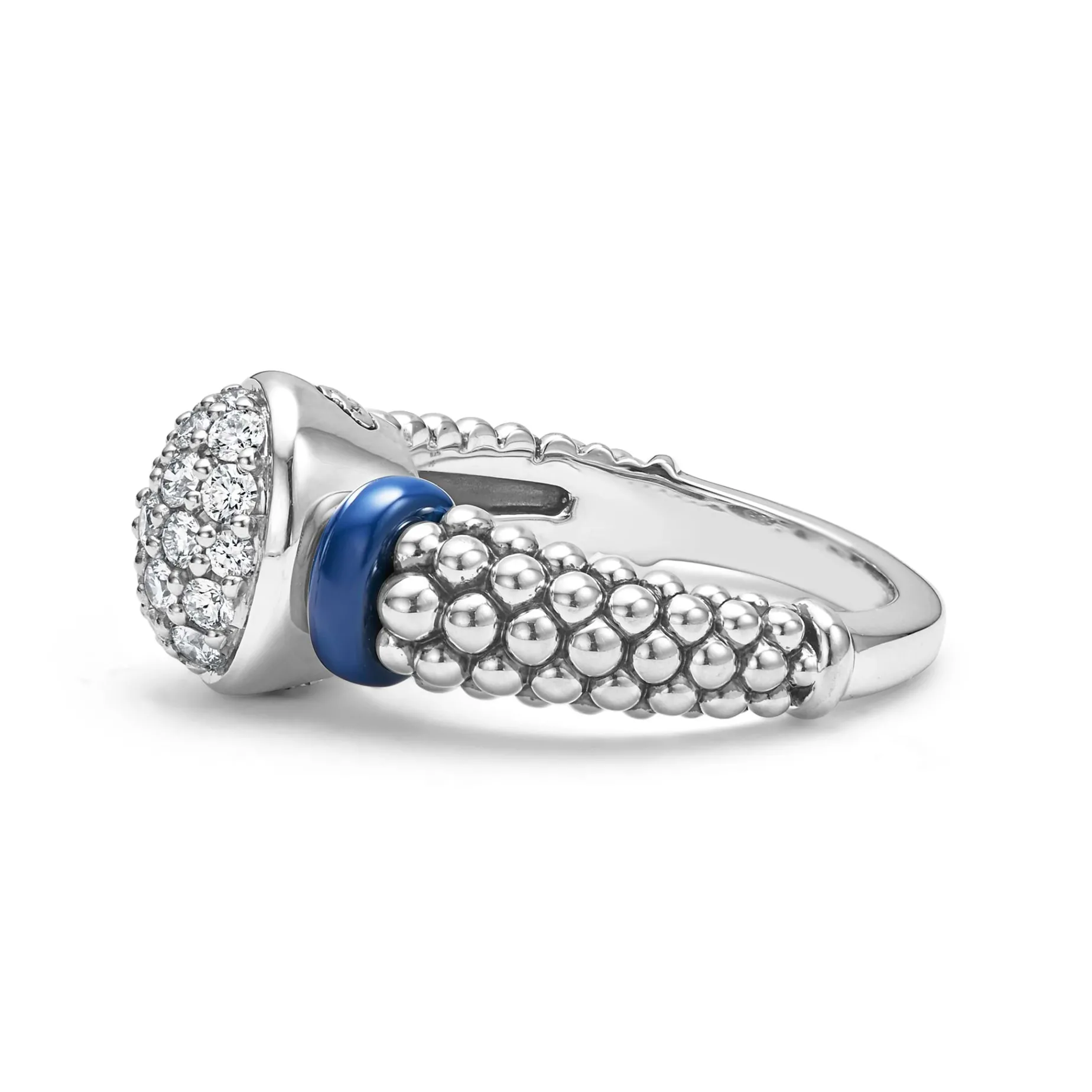 Oval Ceramic Caviar Diamond Ring