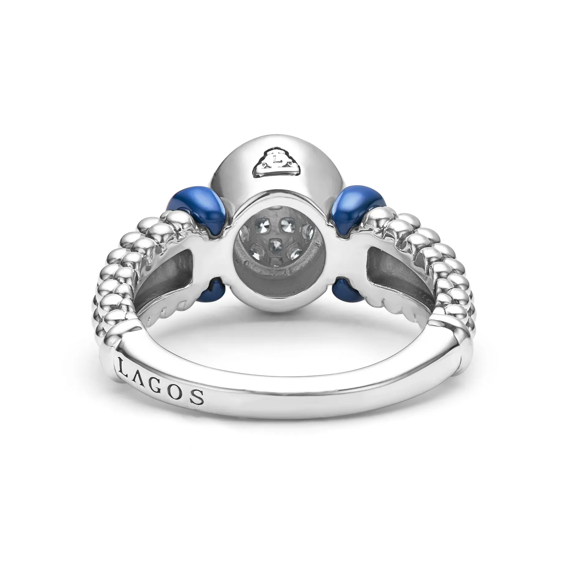 Oval Ceramic Caviar Diamond Ring