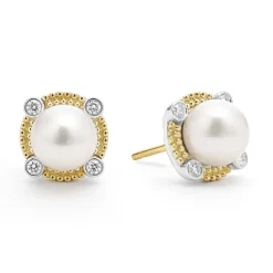 Pearl Diamond Stud Earrings