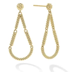 Petite 18K Gold Superfine Caviar Tear Drop Earrings