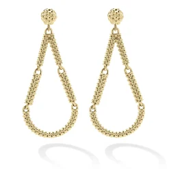 Petite 18K Gold Superfine Caviar Tear Drop Earrings