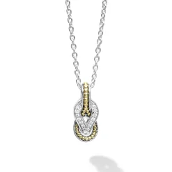 Petite Two-Tone Knot Diamond Pendant Necklace