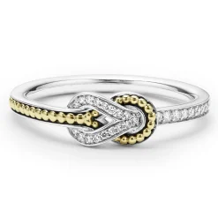 Petite Two-Tone Knot Diamond Ring