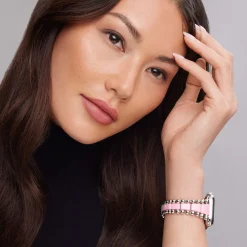 Pink Ceramic and Stainless Steel Watch Bracelet-42-49mm