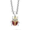 Red Agate Beetle Diamond Pendant Necklace