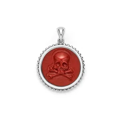 Red Jasper Skull Crossbone Amulet