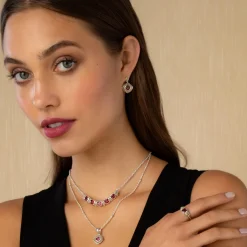Rhodolite Garnet Five Station Necklace