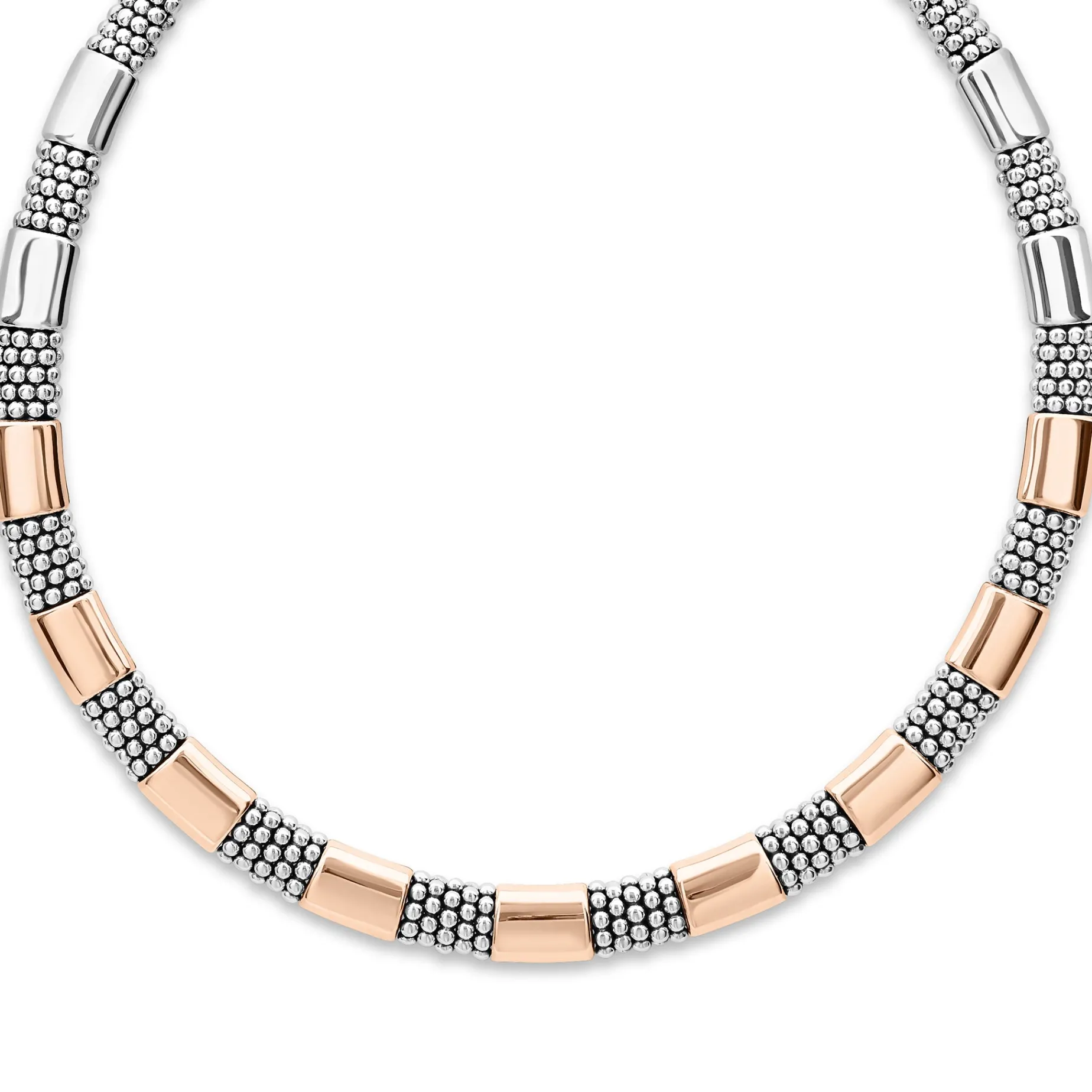 Rose Gold Station Caviar Necklace | 12mm