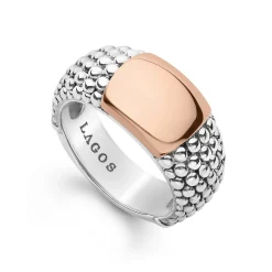 Rose Gold Station Caviar Ring