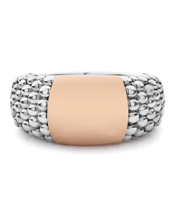 Rose Gold Station Caviar Ring