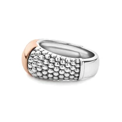 Rose Gold Station Caviar Ring