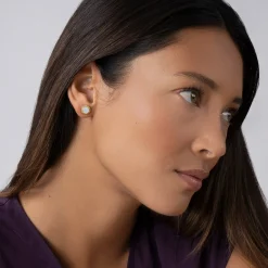 Round Mother of Pearl Stud Earrings