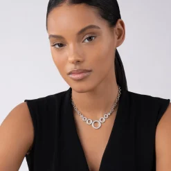 Seven Circle Diamond Link Necklace