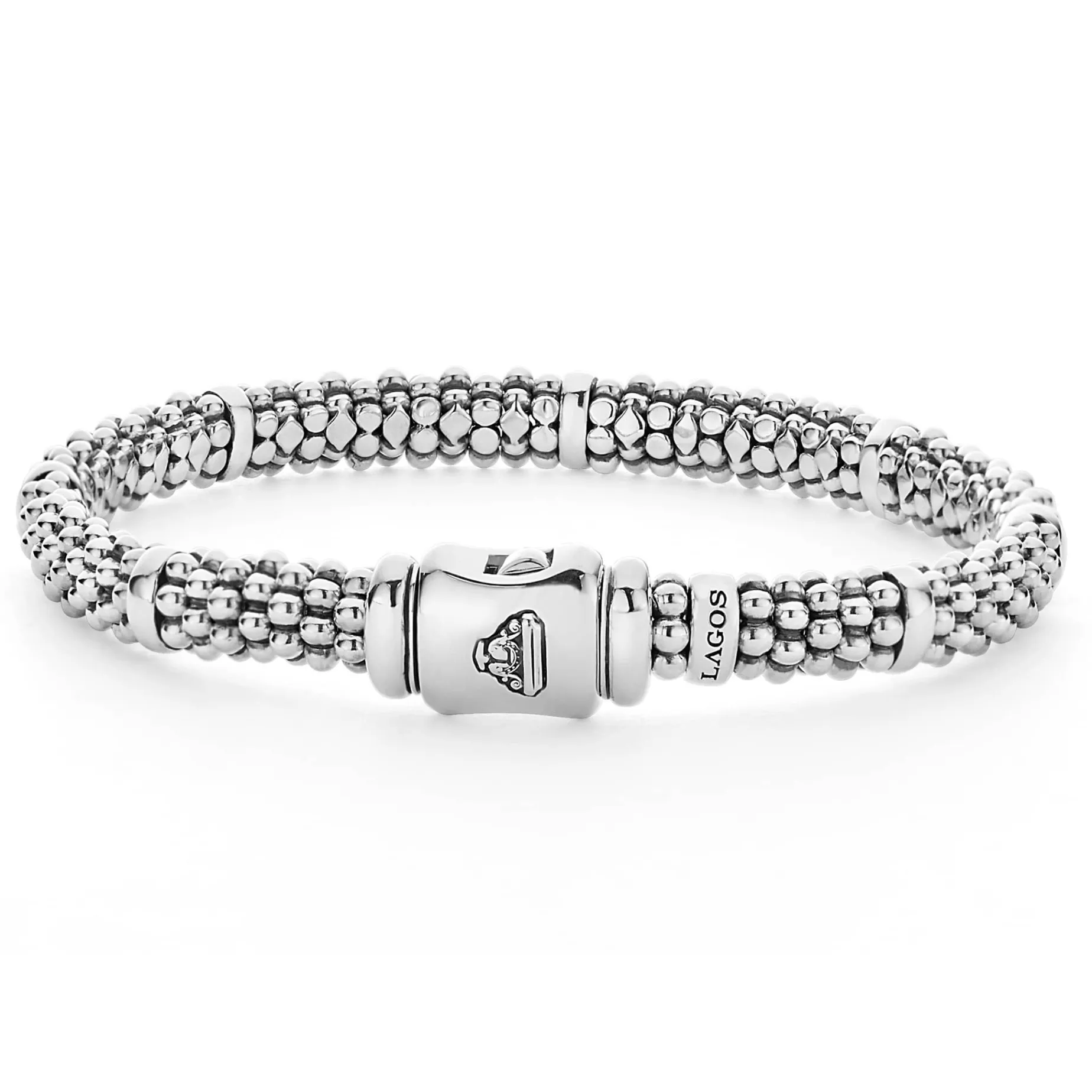 Silver Station Caviar Bracelet | 6mm