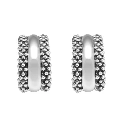 Silver Station Caviar Huggie Earrings