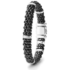 Silver Station Ceramic Caviar Bracelet | 9mm