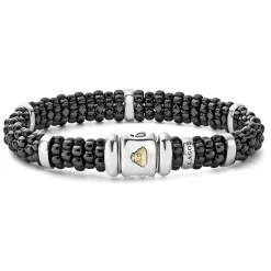 Silver Station Ceramic Caviar Bracelet | 9mm