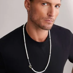 Silver Station Pearl Necklace