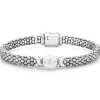 Silver X Pearl Caviar Bracelet | 6mm