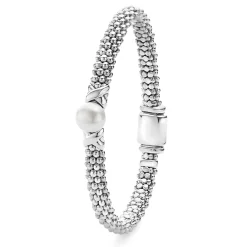 Silver X Pearl Caviar Bracelet | 6mm