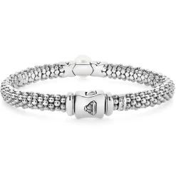 Silver X Pearl Caviar Bracelet | 6mm