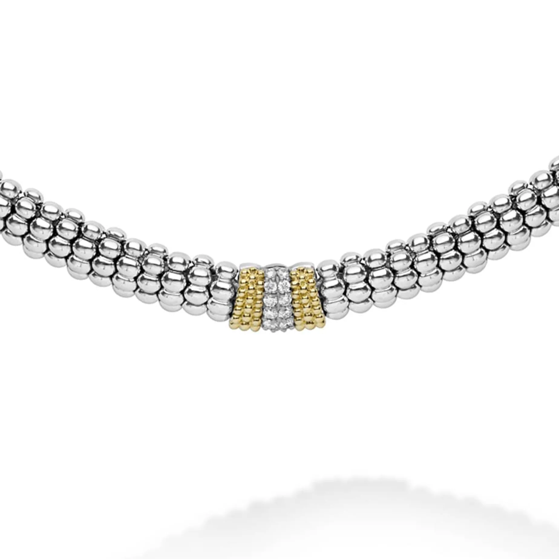 Single Station Diamond Caviar Necklace