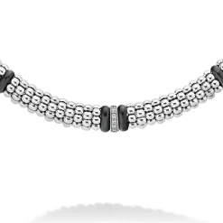 Single Station Diamond Caviar Necklace