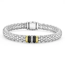 Single Station Diamond Caviar Bracelet | 9mm