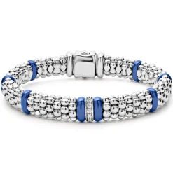 Single Station Diamond Caviar Bracelet | 9mm