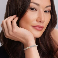 Single Station Diamond Caviar Bracelet | 6mm