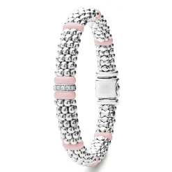 Single Station Diamond Caviar Bracelet | 9mm