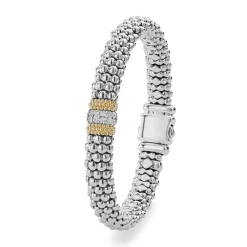 Single Station Diamond Caviar Bracelet | 9mm