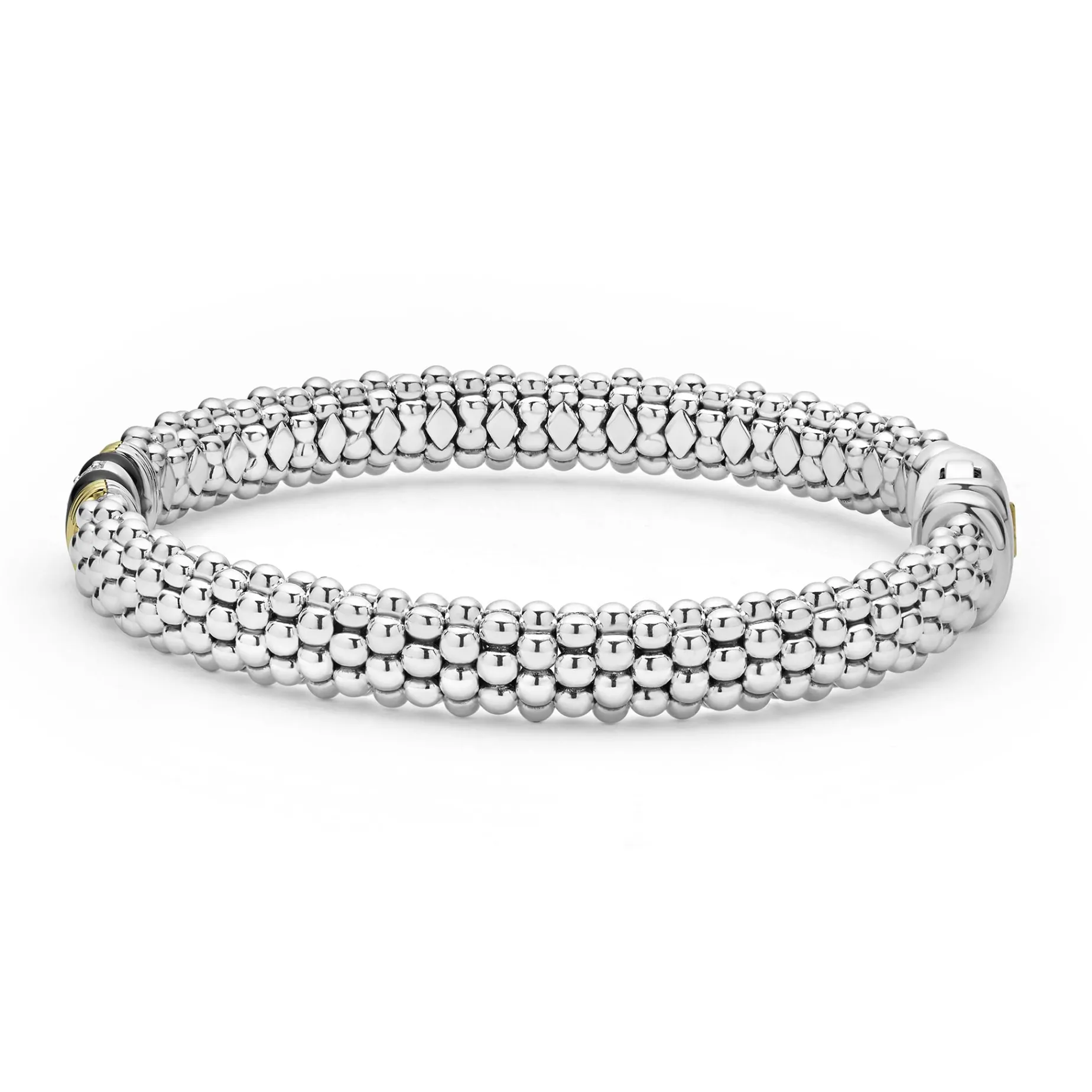 Single Station Diamond Caviar Bracelet | 9mm
