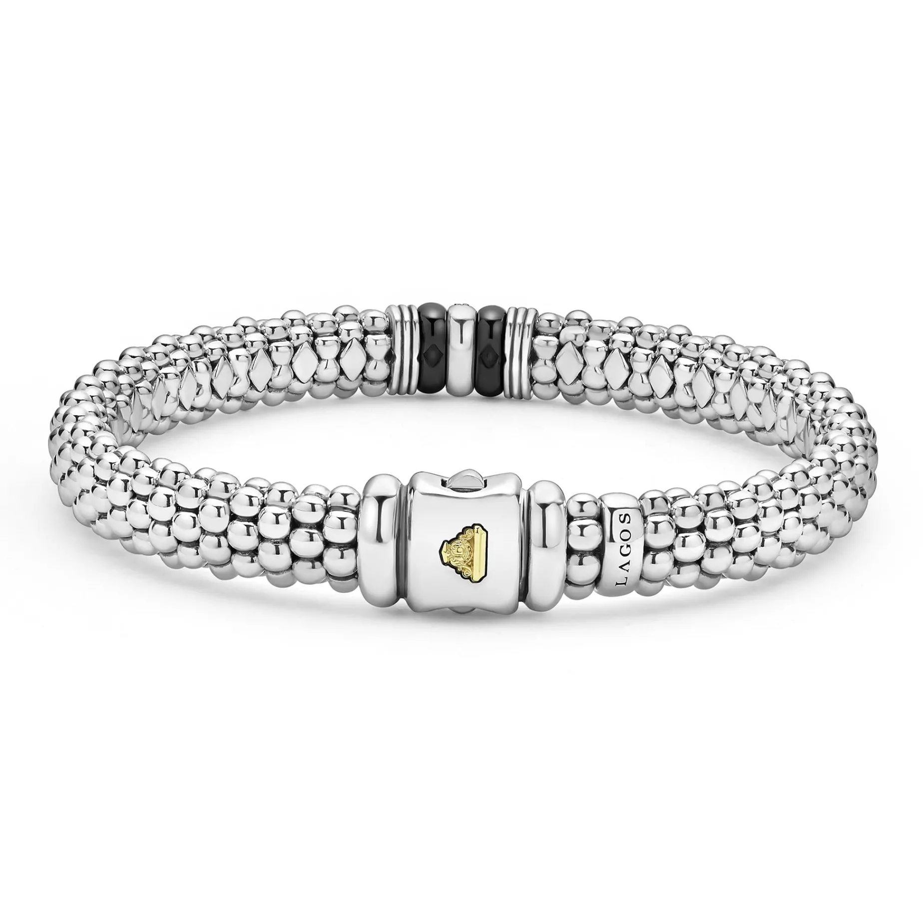 Single Station Diamond Caviar Bracelet | 9mm