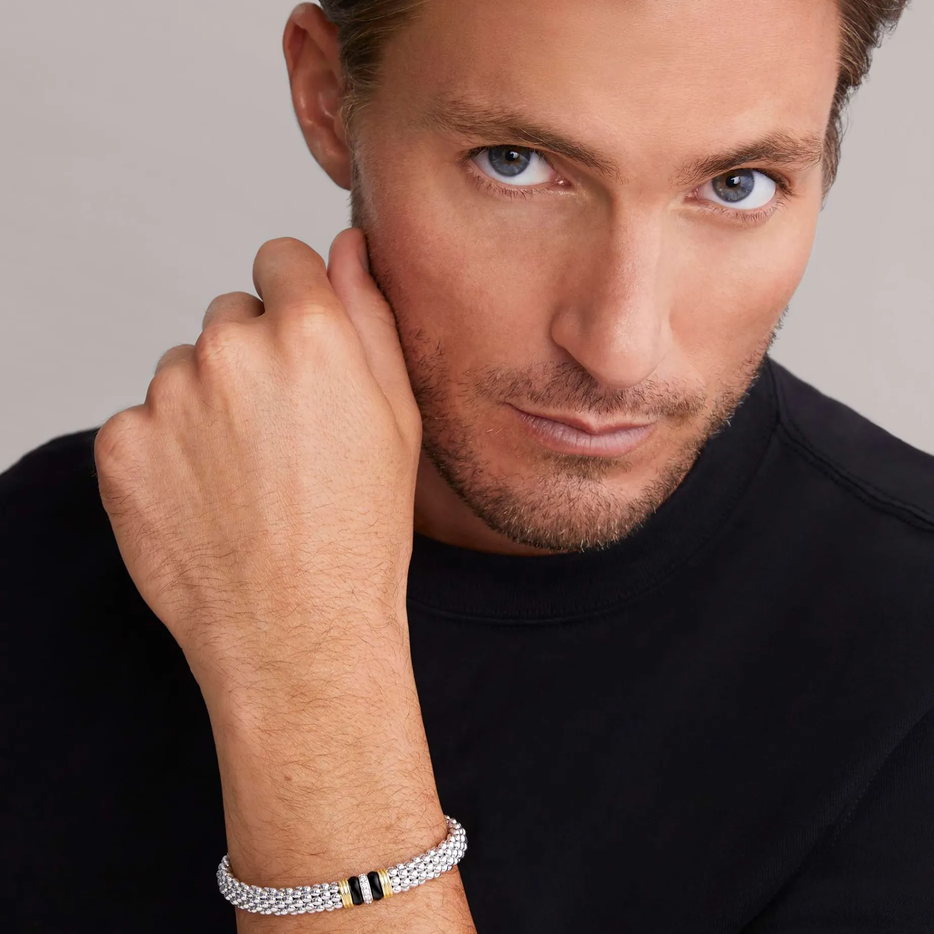 Single Station Diamond Caviar Bracelet | 9mm