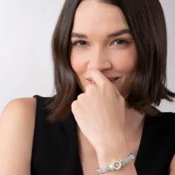 Single Station Diamond Circle Caviar Bracelet | 9mm
