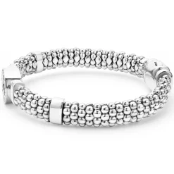 Single Station Diamond Circle Caviar Bracelet | 9mm